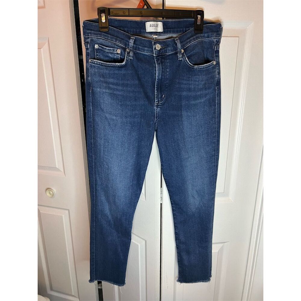 AGOLDE Sophie High Rise Raw Hem Skinny Jeans Blue Women's Size 31